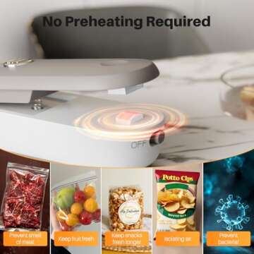 ODSD Bag Sealer, 2 in 1 Mini Bag Sealer Heat Seal and Cutter with Lanyard, Portable Handheld Chip Bag Sealer Heat Sealer for Snacks Candies Plastic Bag Food Storage (Batteries Included)