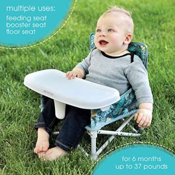 Summer by Bright Starts Pop 'N Sit Portable Booster Chair, Floor Seat, Indoor/Outdoor Use, Compact F...