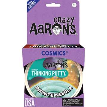 Crazy Aaron's Thinking Putty® - Infinite Nebula - Glows in The Dark Sensory Putty for Kids and Adults in a 4" Tin - Creative and Endless Fun, Stress Relief Therapy Toys, Never Dries Out - Made in USA