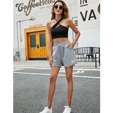 Flygo Women's High Waisted Athletic Shorts with Pockets