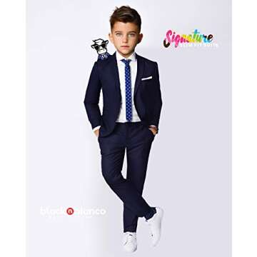 Black n Bianco Signature Boys' Slim Fit Suit in Navy Size 2