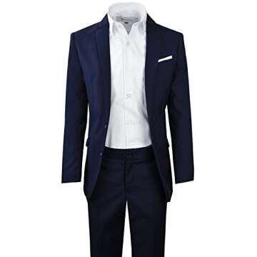 Black n Bianco Signature Boys' Slim Fit Suit in Navy Size 2