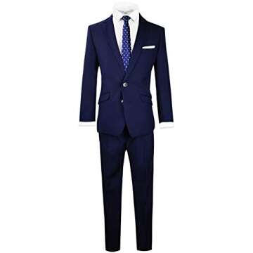 Black n Bianco Signature Boys' Slim Fit Suit in Navy Size 2