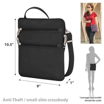Travelon Anti-theft Classic Slim Double Zip Crossbody Bag - Secure Travel Companion