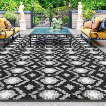 ROMROL Outdoor Rug, 5x8ft Outdoor Plastic Straw Rug, Reversible Outdoor Mats, Area Rug Decor, Waterp...