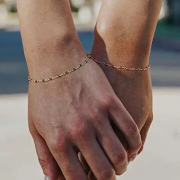 MEVECCO Dainty Gold Beads Bracelet for Women Jewelry