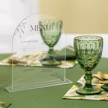 UNIQOOO 10 Pack Acrylic 8x10 Clear Arch Table Sign for Wedding with Holders, 1/8 in Thick, DIY Blank Arch Sign Sheet Perfect for Decoration, Party,Anniversary, Event, Stand Included