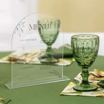 UNIQOOO 10 Pack Acrylic 8x10 Clear Arch Table Sign for Wedding with Holders, 1/8 in Thick, DIY Blank Arch Sign Sheet Perfect for Decoration, Party,Anniversary, Event, Stand Included