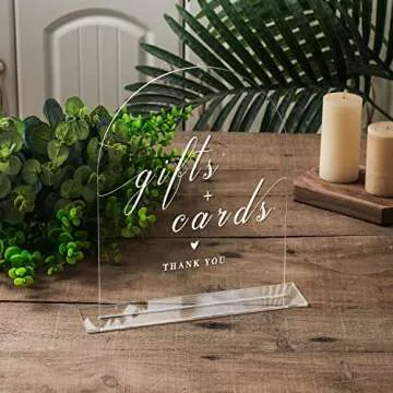 UNIQOOO 10 Pack Acrylic 8x10 Clear Arch Table Sign for Wedding with Holders, 1/8 in Thick, DIY Blank Arch Sign Sheet Perfect for Decoration, Party,Anniversary, Event, Stand Included