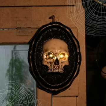 WONDER GARDEN Halloween Skull Decor with Glowing Eyes
