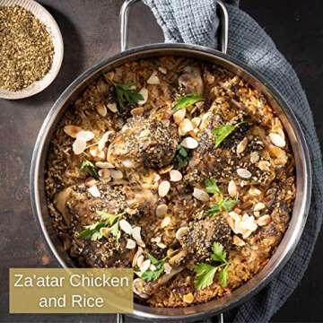 Jamie Geller Za'atar Spice Seasoning | Fresh Hyssop Herb Mix Spices (3.5 oz Glass Jar, 100g) OU KOSHER | Mediterranean Blend For Greek Yogurt, Hummus, Chicken, Meat, Beef, Lamb Chops | Dip For Bread