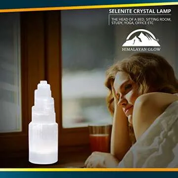 Himalayan Glow A1050 20cm Large Selenite Crystal Lamp, White
