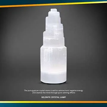 Himalayan Glow A1050 20cm Large Selenite Crystal Lamp, White