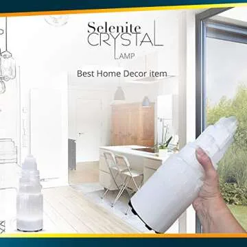 Himalayan Glow A1050 20cm Large Selenite Crystal Lamp, White