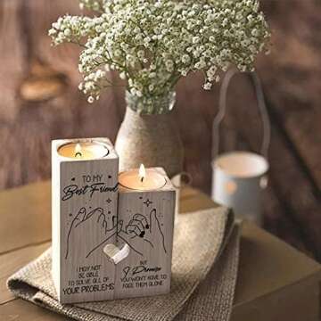 to My Bestie Candle Holder - I May Not Be Able to Solve All of Your Problems But I Promise You Won't Have to Face Them Alone Women Teen Girls Friend Personalized Custom Birthday Gift Graduation Gift