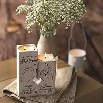 to My Bestie Candle Holder - I May Not Be Able to Solve All of Your Problems But I Promise You Won't Have to Face Them Alone Women Teen Girls Friend Personalized Custom Birthday Gift Graduation Gift