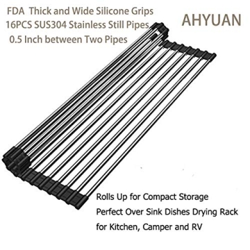 AHYUAN Roll Up Dish Drying Rack for Kitchen Ease