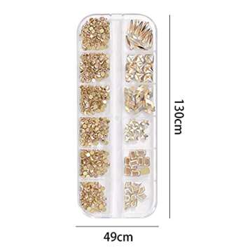 WOKOTO 2 Box Flat Back Champagne And Red Nail Rhinestones And Crystal Set For Acrylic Nails Fake Diamonds Rhinestones Set With Nail Tweezers And Pencils Kit For Girls Women