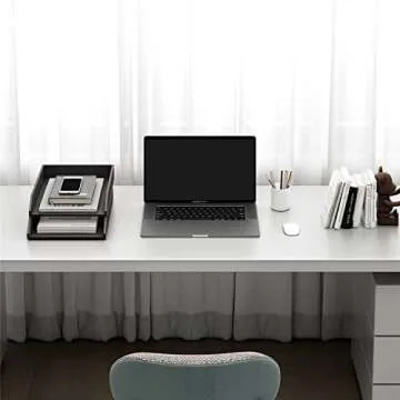 Leather Letter Tray, Thipoten Stackable Desk Organizer Holder for Office Supplies, Paper, File, Magazine, Perfect Office Organization for Desktop (Black-2Tiers)