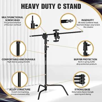 LOMTAP C Stand Light Stand Photography Kit - Heavy Duty 10.8ft Vertical Reach