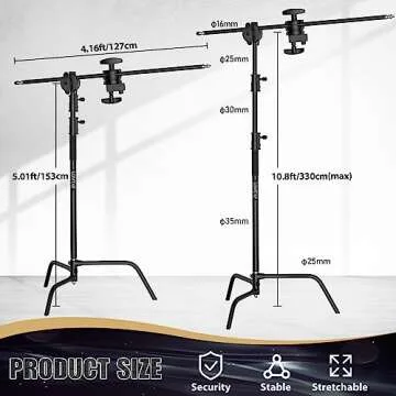 LOMTAP C Stand Light Stand - 10.8ft Heavy Duty Photography Kit