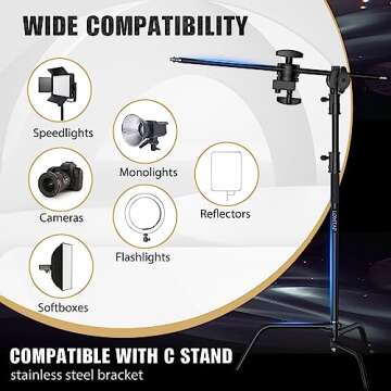 LOMTAP C Stand Light Stand - 10.8ft Heavy Duty Photography Kit