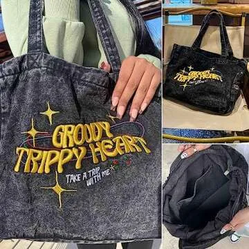 Lefe Liee denim Aesthetic Tote Bag for Women, Large Shoulder Hobo Bags big Capacity Shopping Work Bag black hippie crossbody bag y2k bag trendy with pockets