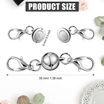 10 Pieces Locking Magnetic Jewelry Clasps Round Magnetic Lobster Clasps Locking Closures Bracelet Ne...