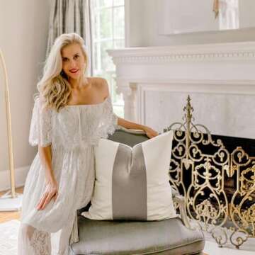 EVERGRACE x Kinsey Walsh Signature Velvet Panel Cotton Pillow Covers Set of 2, Decorative Pillow Covers 22"x22" for Couch, Square Cushion Cases for Sofa Bedroom Living Room, Sand Dune