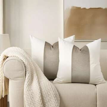 EVERGRACE x Kinsey Walsh Signature Velvet Panel Cotton Pillow Covers Set of 2, Decorative Pillow Covers 22"x22" for Couch, Square Cushion Cases for Sofa Bedroom Living Room, Sand Dune