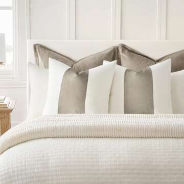 EVERGRACE x Kinsey Walsh Signature Velvet Panel Cotton Pillow Covers Set of 2, Decorative Pillow Covers 22"x22" for Couch, Square Cushion Cases for Sofa Bedroom Living Room, Sand Dune