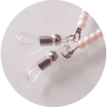 Sundysh Pearl Eyeglass Chain, Pink Crystal Beaded Glasses Strap Lanyard Holder for Sunglass Women Girl