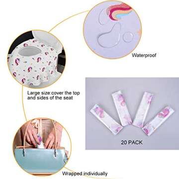 PaperKiddo Unicorn Disposable Toilet Seat Covers - Travel Friendly