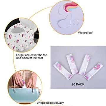 PaperKiddo Unicorn Disposable Toilet Seat Covers - Travel Friendly