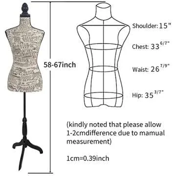 Adjustable Female Mannequin Torso Lightweight Display Stand