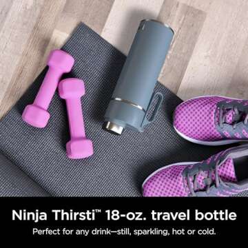 Ninja DW2401BL Thirsti 24oz Travel Water Bottle, For Carbonated Sparkling Drinks, Colder and Fizzier...