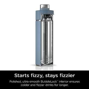 Ninja DW2401BL Thirsti 24oz Travel Water Bottle, For Carbonated Sparkling Drinks, Colder and Fizzier Longer, Leak Proof, 24 Hrs Cold, Dishwasher Safe, Stainless Steel Insulated Tumbler, Storm Blue