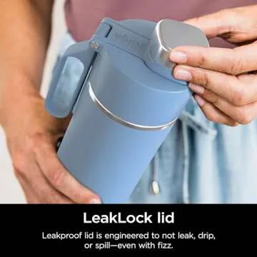 Ninja DW2401BL Thirsti 24oz Travel Water Bottle, For Carbonated Sparkling Drinks, Colder and Fizzier Longer, Leak Proof, 24 Hrs Cold, Dishwasher Safe, Stainless Steel Insulated Tumbler, Storm Blue