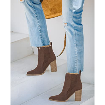 Juliet Holy Women’s Pointed Toe Block Heel Ankle Boots