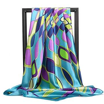 K-Elewon 35" Large Square Fashion Scarves 2 PCS Women's Satin Silk Feeling Hair Wrapping Scarfs Night Sleeping Headscarf (Z21)