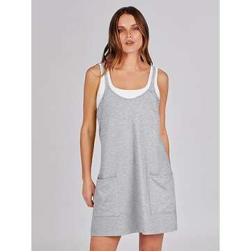 ANRABESS Women Summer Mini Romper Dress Workout Tennis Active Sports Athletic Outfits Built in Shorts Trendy Vacation Heather Gray Large