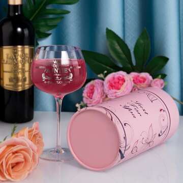 Gifts for Women, Birthday Gifts for Aunt, 16oz White Wine Glass Vintage Engraved Auntie Crystal Glas...