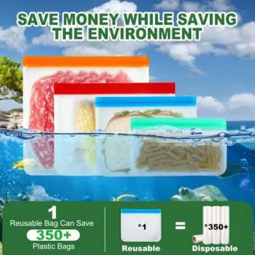 14 Pack Reusable Food Storage Silicone Bags, 2 Large Food Storage Bags 2 Gallon Freezer Bags 4 Sandwich Bags Zip Lock 6 Snack Bags, Lunch Home Kitchen Fridge Organization Meal Prep Containers