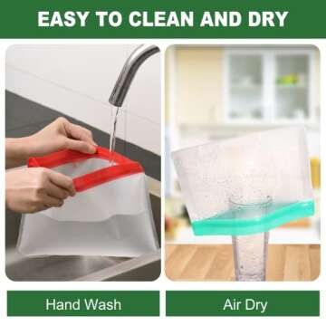 14 Pack Reusable Food Storage Silicone Bags, 2 Large Food Storage Bags 2 Gallon Freezer Bags 4 Sandwich Bags Zip Lock 6 Snack Bags, Lunch Home Kitchen Fridge Organization Meal Prep Containers