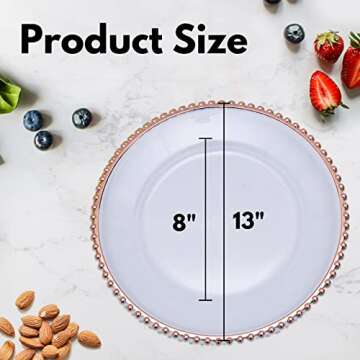 DaCakeWS Rose Gold Bead Acrylic Charger Plates 13", Set 10PCS Acrylic Round Table Charger Plates Decoration Dinner,Wedding,Party,Event(Acrylic Round Rose Gold10)