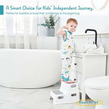 Forbena Toddler Step Stool for Bathroom Sink, 2 Step Stool for Kids Toilet Potty Training, Non-Slip ...