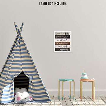 Farmhouse Style Cabin Rules Humor Print, 1 (8x10) Unframed Photos, Wall Art Decorations Gift for Home Office Gear Garage Man Cave Kitchen Mountain Log House School Student Teacher Camping Hiking Fan