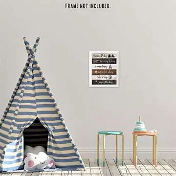 Farmhouse Style Cabin Rules Humor Print, 1 (8x10) Unframed Photos, Wall Art Decorations Gift for Home Office Gear Garage Man Cave Kitchen Mountain Log House School Student Teacher Camping Hiking Fan