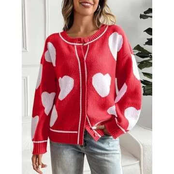 Saodimallsu Women's Heart Cardigan - Cozy & Cute Knit Sweater