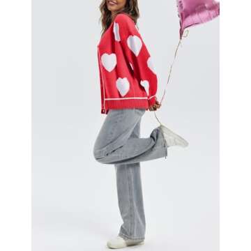 Saodimallsu Women's Heart Cardigan - Cozy & Cute Knit Sweater